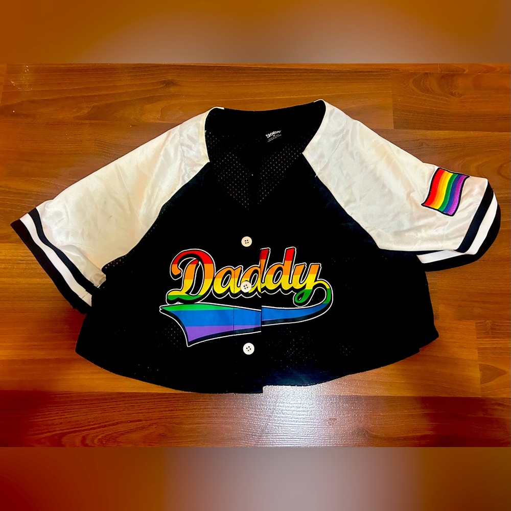 Black and White Men's Shirt with Rainbow Accents